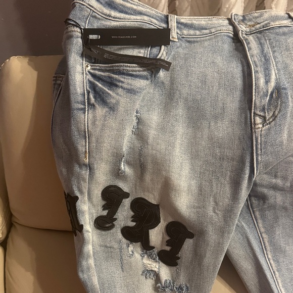 Amari Old English distressed skinny jeans in a light blue wash size 38 - Picture 15 of 17